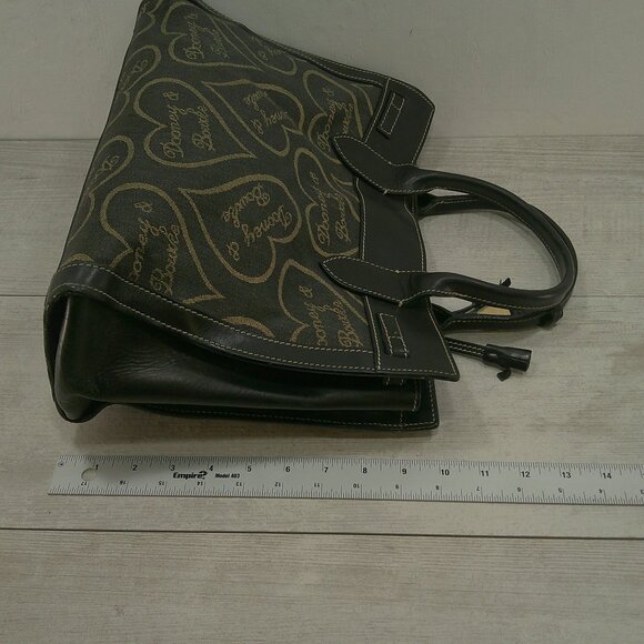 Dooney & Bourke Vintage Classic Signature Heart Pattern Y2K Leather Canvas Tote - Picture 5 of 9